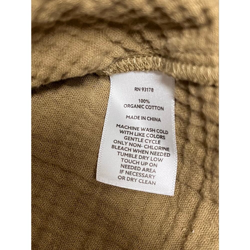 SOLD Organic Cotton Gauze Henley Top S Boho Coastal Grandmacore Olive Tan - Picture 7 of 11